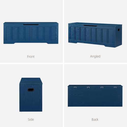 VANKILEY 51.2" Storage Chest Extra Large,Wooden Storage Bench(Blue)