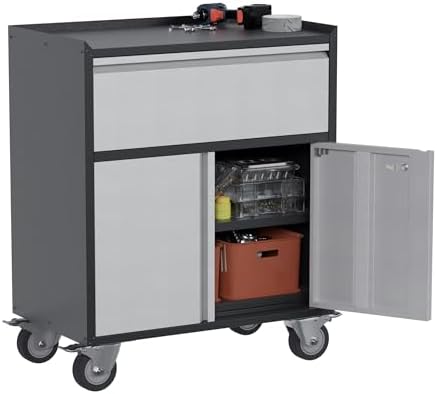 Metal Garage Tool Storage Cabinet with 1 Drawer, Large Space Industrial Metal...