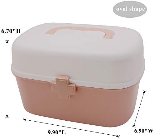 Plastic First Aid Storage Box Container Bin with Removable Tray and Portable ...