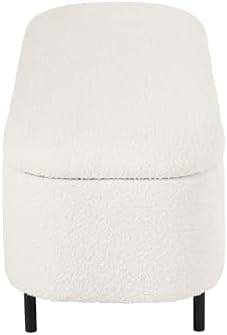 HomePop 46" Ellipse Storage Bench with Metal Legs - Cream Boucle
