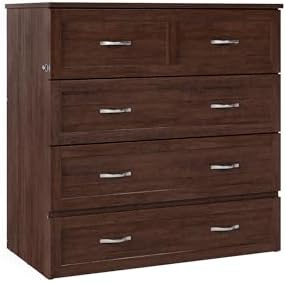AFI, Northfield Murphy Bed Chest Twin XL with 6" Mattress, Burnt Amber
