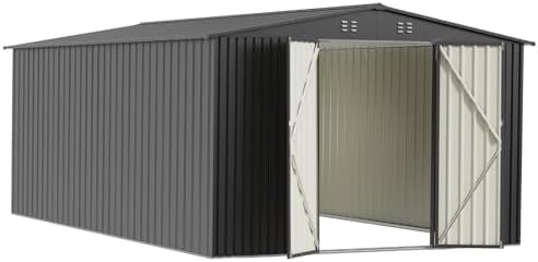 10X14 FT Outdoor Storage Shed, Durable Metal Outside Storage with Lockable Do...