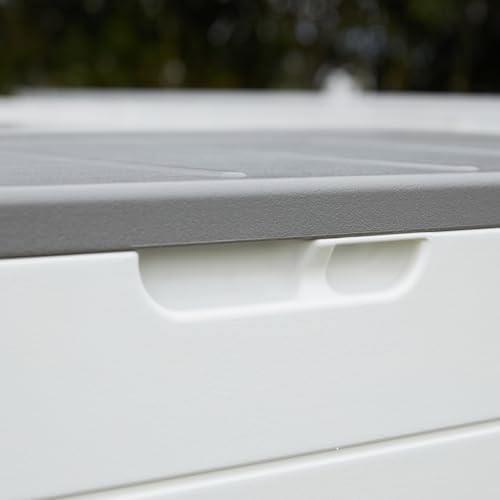 Mrosaa 110 Gallon Deck Box Waterproof,Double-Wall Resin Outdoor Storage Boxes...
