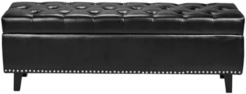 VEVOR Button-Tufted Storage Ottoman Bench, PU Leather Bench with Storage and ...