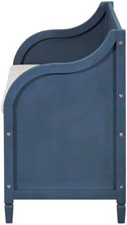 42" Rustic Storage Bench Entryway Bench Shoe Cabinet Ottoman (Antique Navy)