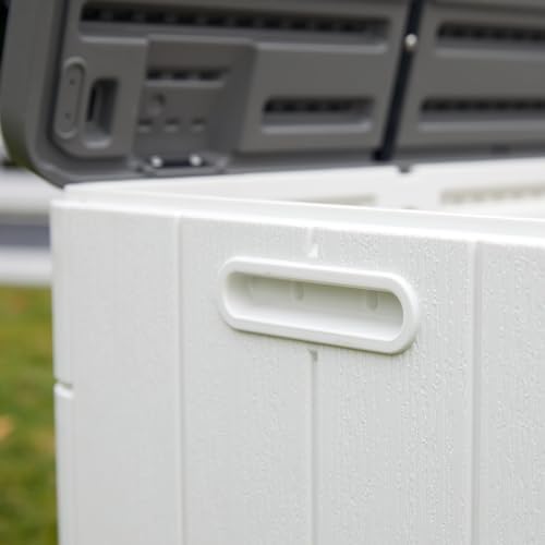 Mrosaa 110 Gallon Deck Box Waterproof,Double-Wall Resin Outdoor Storage Boxes...