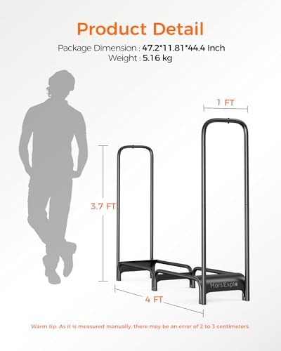 Firewood Rack，4ft Heavy Duty Fire Wood Storage Racks for Indoor Outdoor，Metal...