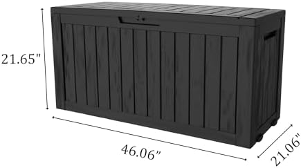 Outdoor Storage Box Waterproof with Wheels, 76 Gallon Lockable Resin Deck Box...