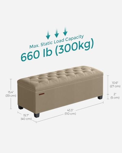 SONGMICS Storage Ottoman Bench, Foot Rest with Legs, Load up to 661.4 lb