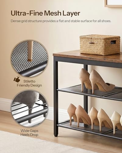 HOOBRO Shoe Bench, 3-Tier Shoe Rack, Industrial Shoe Organizer Storage Bench,...