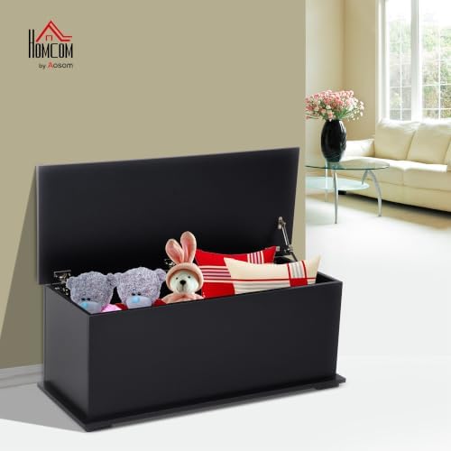 HOMCOM 39.4" Modern Storage Chest, Lift Top Storage Bench, Black