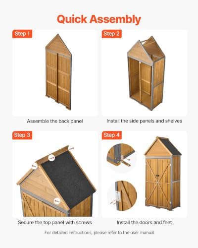 VEVOR Outdoor Storage Shed, 30" x 66.93" Wood & Metal Garden To...