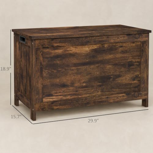 HOMCOM Storage Bench Cut-Out Handles 29.9" x 15.7" x 18.9" Rus...