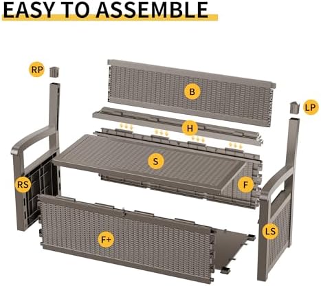 PatioZen 80 Gallon Outdoor Storage Bench Deck Box, Grey