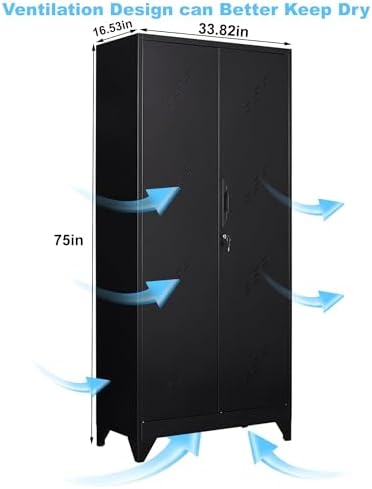 OSEILLC Metal Storage Cabinet with Locking Doors, 75" Tall Garage Cabine...