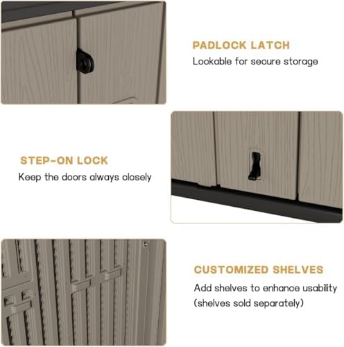 KINYING Outdoor Storage Cabinet Waterproof, 57 Cu.ft Resin Vertical Outdoor S...