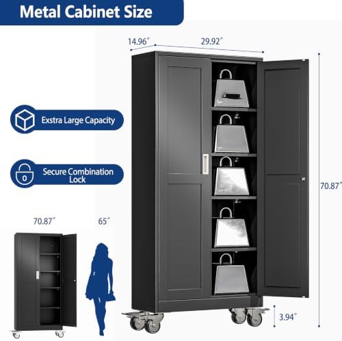 Ckzbx Metal Garage Storage Cabinet with Locking Doors and Adjustable Shelves,...
