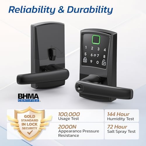 Keypad Smart Door Lock with Handle, Fingerprint Keyless Entry Digital Lock fo...