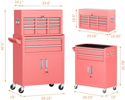 INTERGREAT Tool Chest, Assembled Tool Cabinet with 8 Drawers, Detachable Orga...