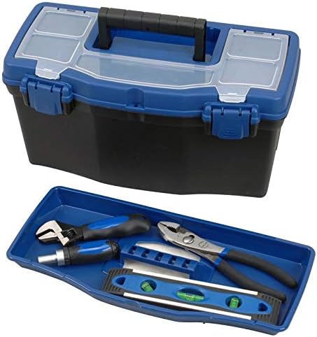 Edward Tools Plastic Tool Box with Handle - 16” Heavy Duty Organizer Box with...