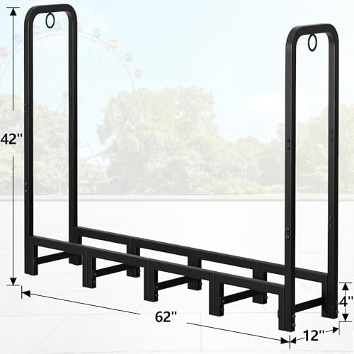 Amagabeli 5ft Firewood Log Rack Outdoor Heavy Duty Logs Holder for Fireplace ...