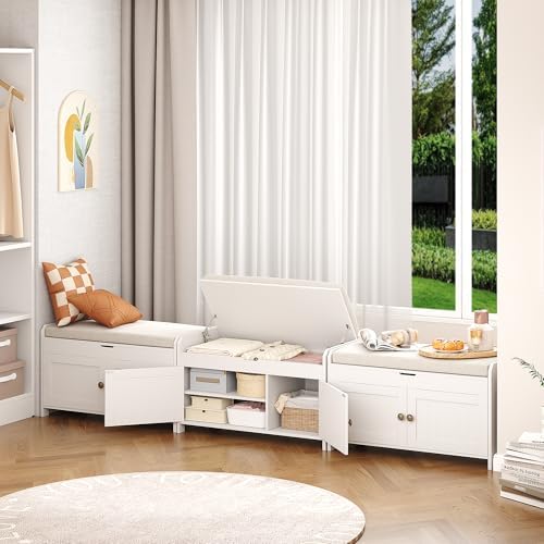 HOMEFORT 30" Shoe Bench with Lift Top Storage, Entryway Bench with Cushi...