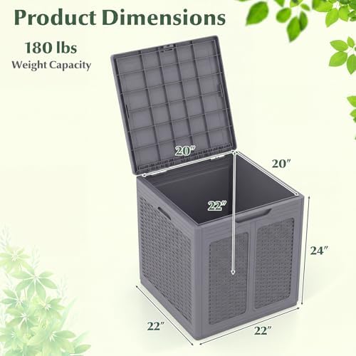 Tangkula 39 Gallon Outdoor Storage Box with Lockable Lid