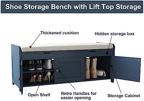 HOMEFORT 41.3" Shoe Bench with Lift Top Storage, Entryway Bench with Cus...