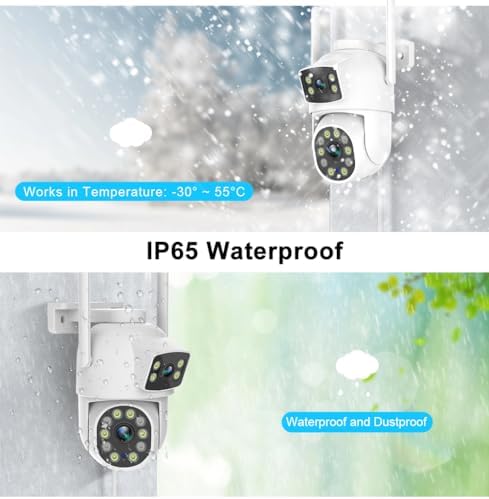 EVERSECU Dual Lens Linkage 6MP WiFi PTZ Security Camera Outdoor, 360° View, A...