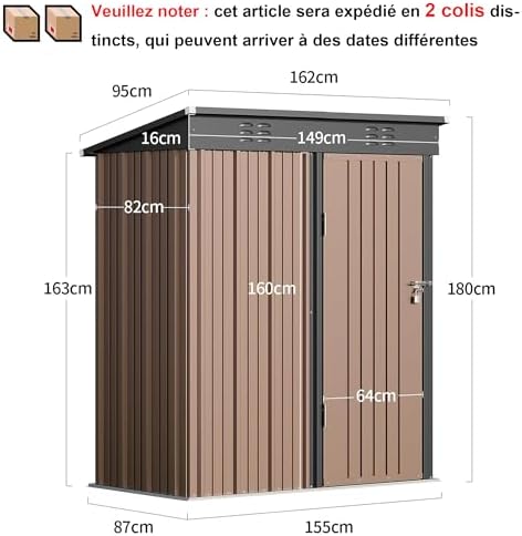 Bealife Metal Garden Tool Shed, Galvanised Steel Tool Shed, Outdoor Storage S...