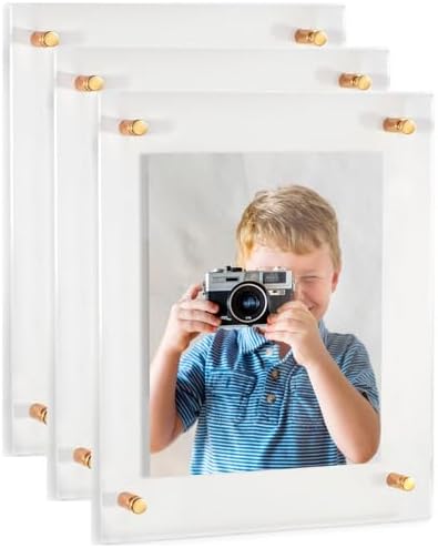 ArtToFrames 9x12 Inch Double Panel Floating Acrylic Picture Frame comes (3 Pack)