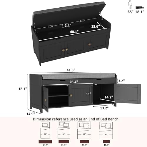 HOMEFORT 41.3" Shoe Bench with Lift Top Storage, Entryway Bench with Cus...