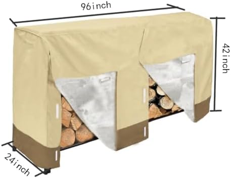 8Ft 210D Oxford Outdoor Waterproof Firewood Rack Cover for Heavy Duty Log Rac...