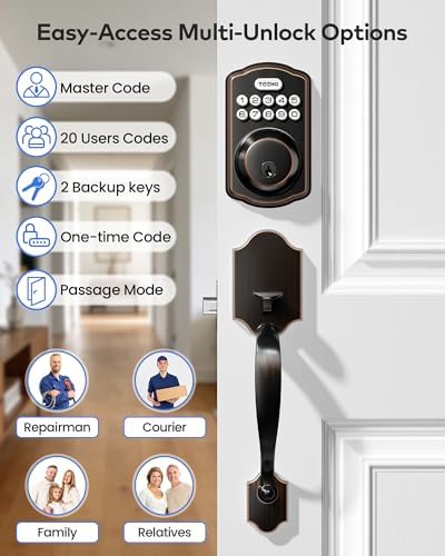 TEEHO TK001H Keyless Entry Door Lock Set for Front Door, Oil-Rubbed Bronze