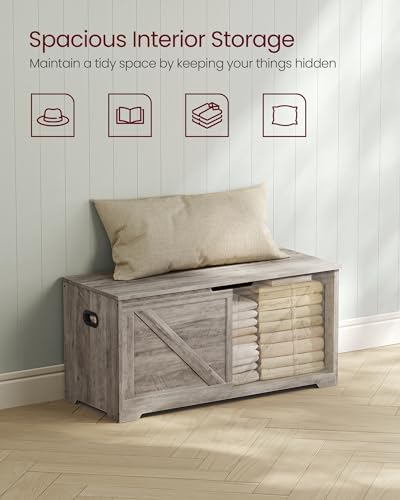 VASAGLE Storage Chest with 2 Safety Hinges, 15.7 x 39.4 x 18.1 Inches