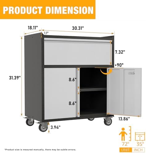 Metal Garage Tool Storage Cabinet with 1 Drawer, Large Space Industrial Metal...
