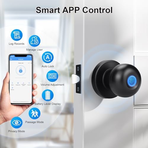 KNOBWELL Fingerprint Door Lock, Smart Door Knob, Keyless Entry Door Lock with...