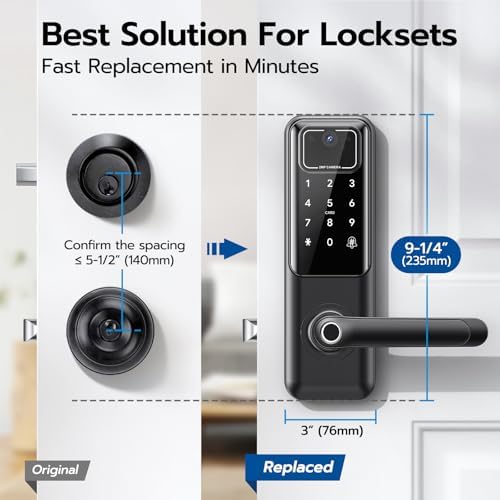 WiFi Video Smart Keypad Door Lock with Camera and Doorbell, Keyless Entry