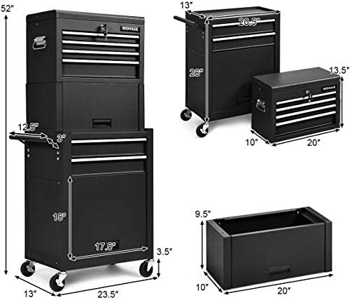ARLIME 6-Drawer Rolling Tool Chest, Tool Storage Cabinet W/Sliding Drawers, D...