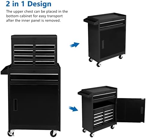 TUFFIOM 5-Drawer Rolling Tool Chest, Tool Storage Cabinet w/Drawers, Lockable...