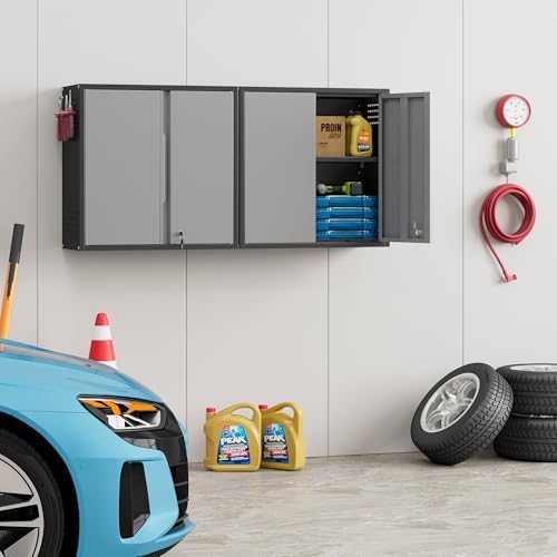 Garage Wall Cabinet, Metal Garage Cabinets with 2 Doors and Adjustable Shelf,...