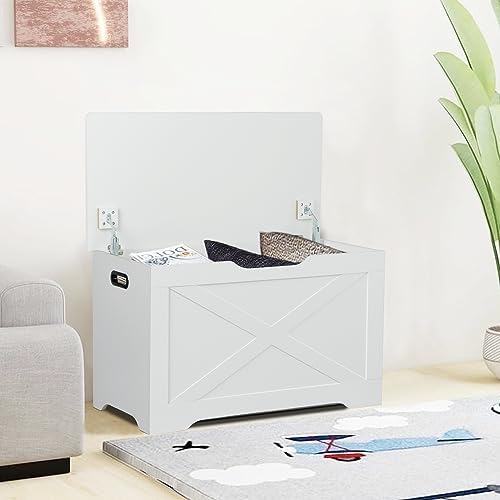 Timberer 31.5" Storage Chest, Wooden Storage Bench, Entryway Shoes Bench