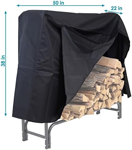 Sunnydaze 4-Foot Firewood Log Rack Cover, Black