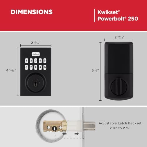 Kwikset Powerbolt 250 10-Button Keypad Matte Black Contemporary Electronic De...