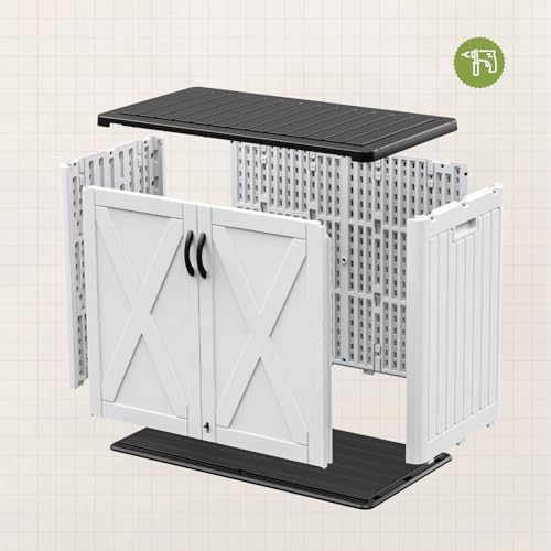 Patiowell 26 Cu.ft Resin Outdoor Storage Cabinet with Lockable Door, White