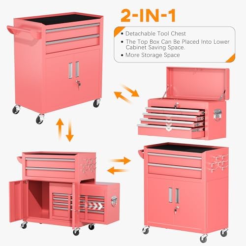 INTERGREAT Tool Chest, Assembled Tool Cabinet with 8 Drawers, Detachable Orga...