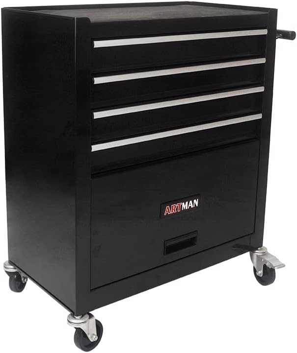 Lockable 4-Drawer Rolling Tool Chest, Black