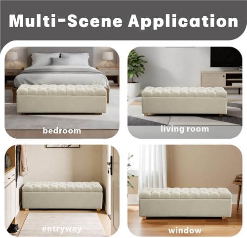 Chifee & Vingol 60" Ottoman with Storage Oversized End of Bed Storag...