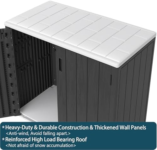 HOMSPARK Outdoor Storage Shed 37 Cu.Ft, All-Weather Resistant Resin Garden Sh...
