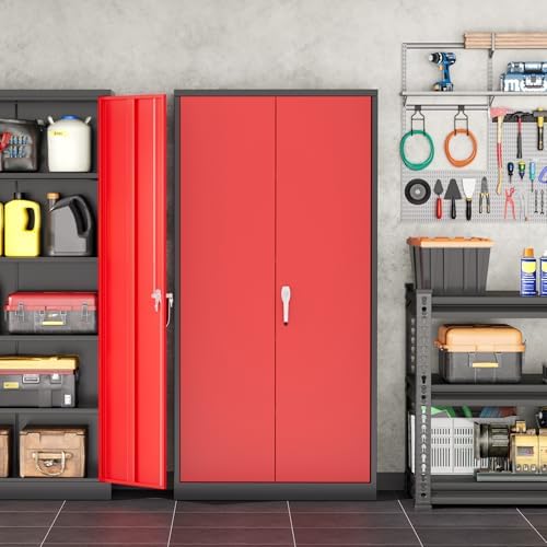 INTERGREAT Metal Garage Storage Cabinet with Lock, 72" Storage Cabinet w...